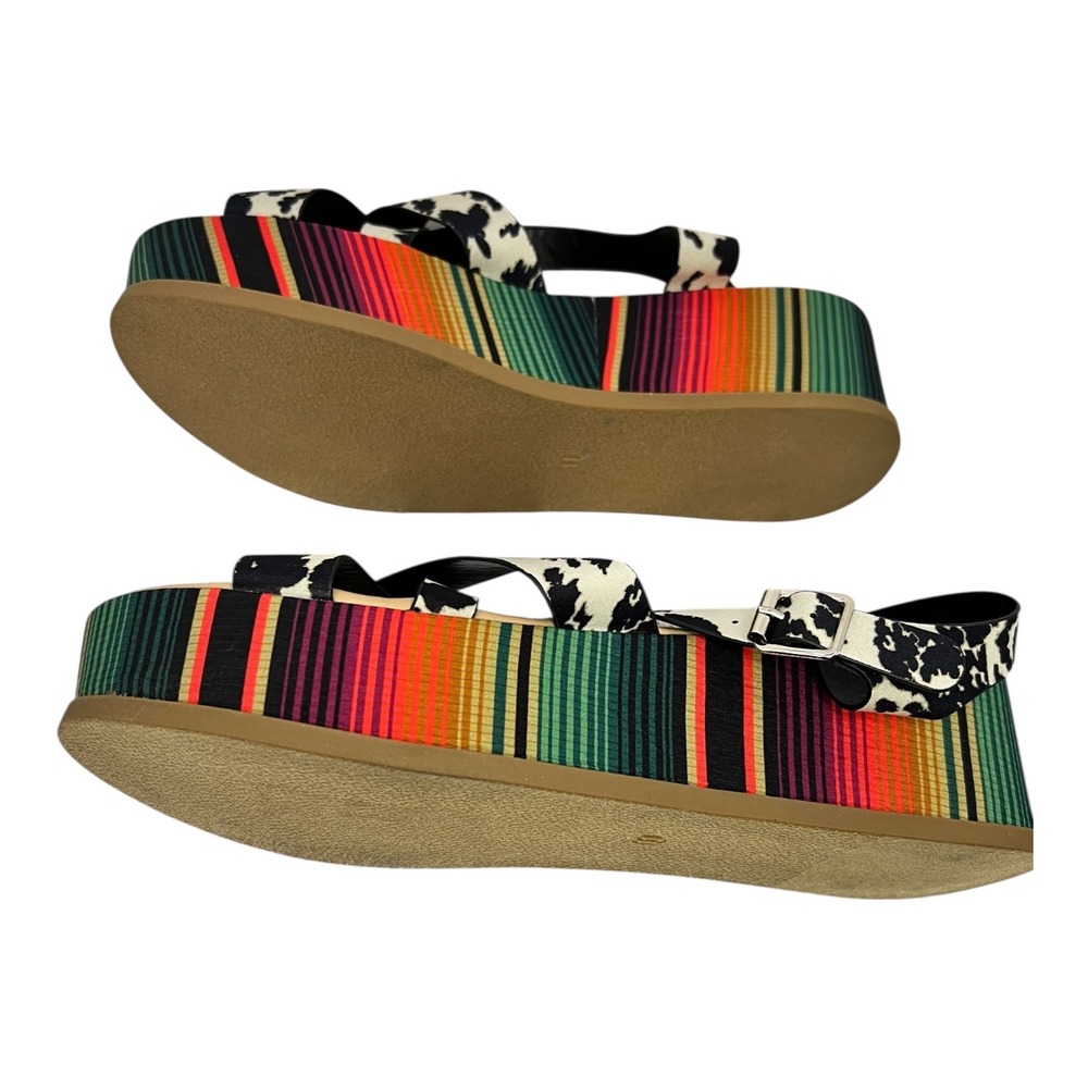 Crazy Train Womens Cow Cute Wedges Cow Print Serape Striped Platform Sandals 11 - Picture 9 of 9